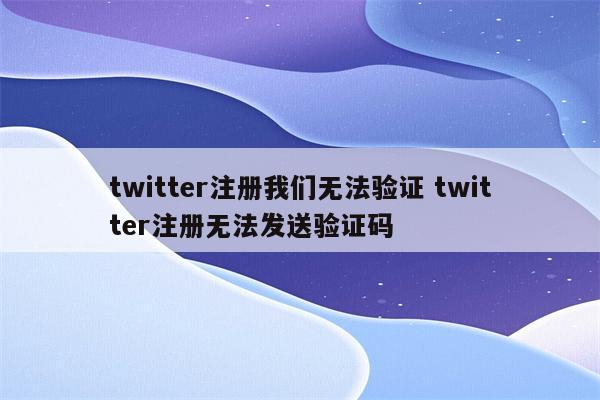 twitter注册我们无法验证 twitter注册无法发送验证码