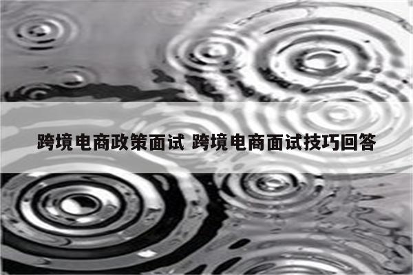 跨境电商政策面试 跨境电商面试技巧回答