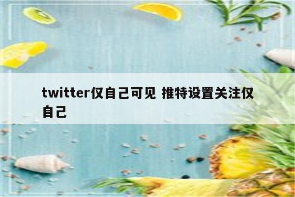 twitter仅自己可见 推特设置关注仅自己