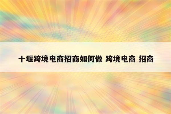 十堰跨境电商招商如何做 跨境电商 招商