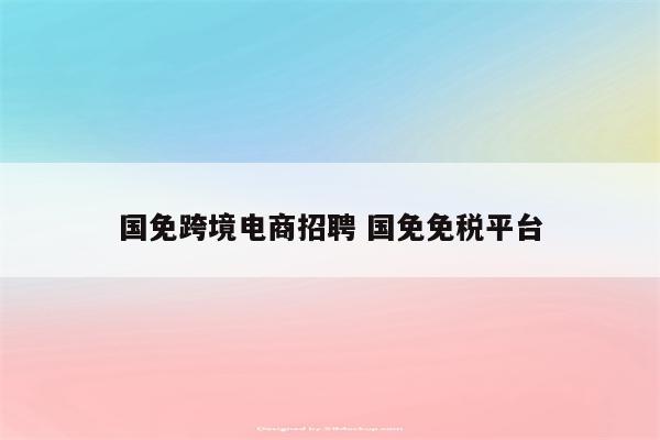 国免跨境电商招聘 国免免税平台