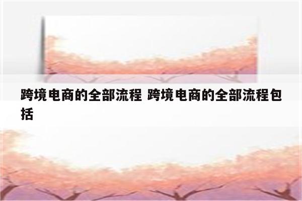 跨境电商的全部流程 跨境电商的全部流程包括