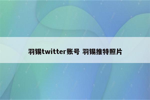羽锡twitter账号 羽锡推特照片