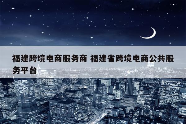 福建跨境电商服务商 福建省跨境电商公共服务平台