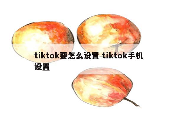 tiktok要怎么设置 tiktok手机设置