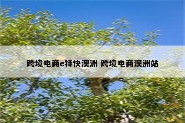 跨境电商e特快澳洲 跨境电商澳洲站