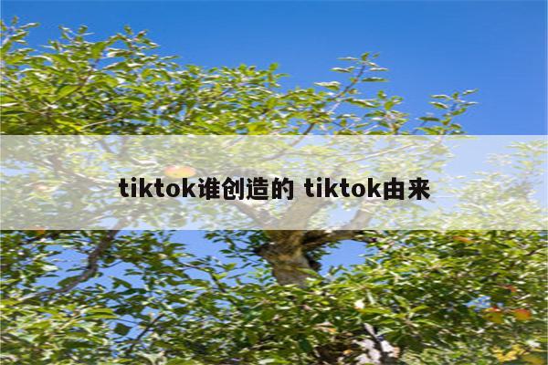 tiktok谁创造的 tiktok由来