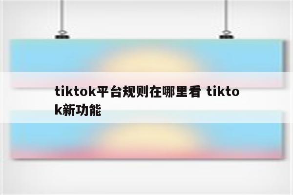 tiktok平台规则在哪里看 tiktok新功能