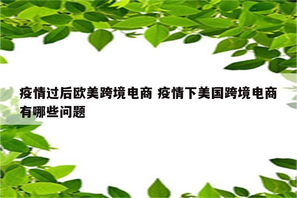 疫情过后欧美跨境电商 疫情下美国跨境电商有哪些问题