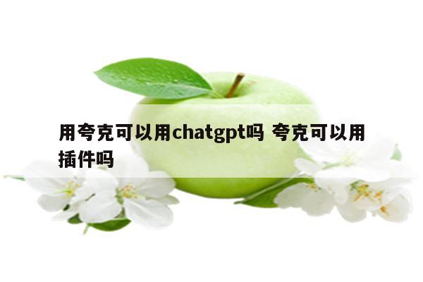 用夸克可以用chatgpt吗 夸克可以用插件吗