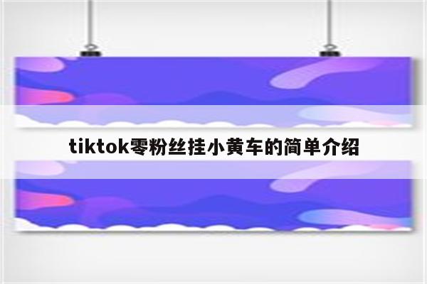 tiktok零粉丝挂小黄车的简单介绍