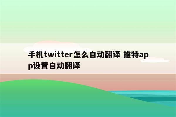 手机twitter怎么自动翻译 推特app设置自动翻译
