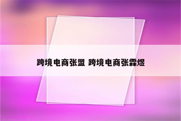 跨境电商张盟 跨境电商张霖煜