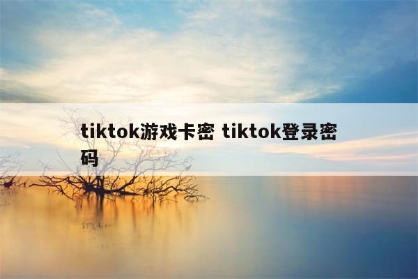 tiktok游戏卡密 tiktok登录密码