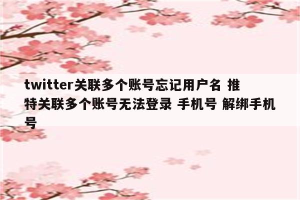 twitter关联多个账号忘记用户名 推特关联多个账号无法登录 手机号 解绑手机号
