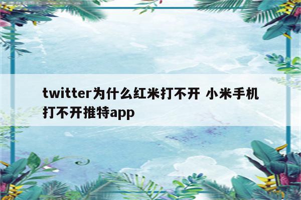 twitter为什么红米打不开 小米手机打不开推特app