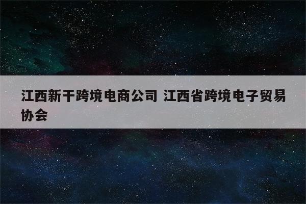 江西新干跨境电商公司 江西省跨境电子贸易协会