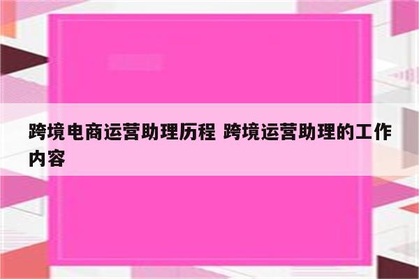 跨境电商运营助理历程 跨境运营助理的工作内容