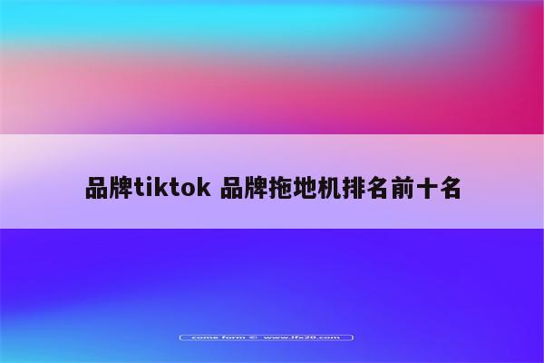 品牌tiktok 品牌拖地机排名前十名