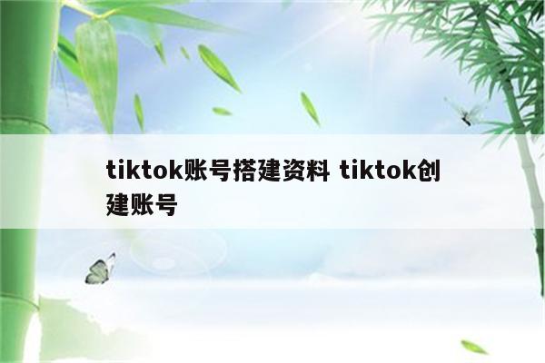tiktok账号搭建资料 tiktok创建账号