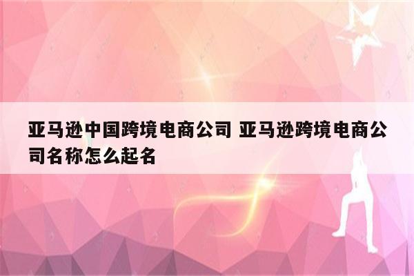 亚马逊中国跨境电商公司 亚马逊跨境电商公司名称怎么起名