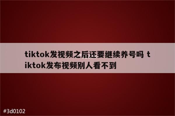 tiktok发视频之后还要继续养号吗 tiktok发布视频别人看不到