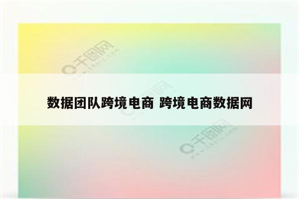 数据团队跨境电商 跨境电商数据网