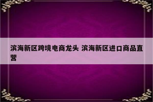 滨海新区跨境电商龙头 滨海新区进口商品直营