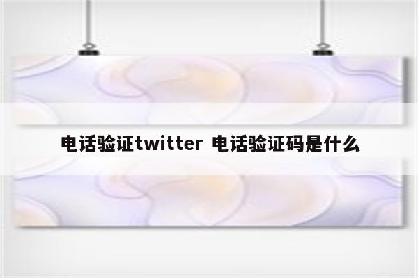 电话验证twitter 电话验证码是什么