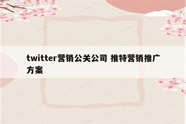 twitter营销公关公司 推特营销推广方案