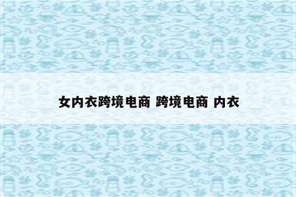 女内衣跨境电商 跨境电商 内衣
