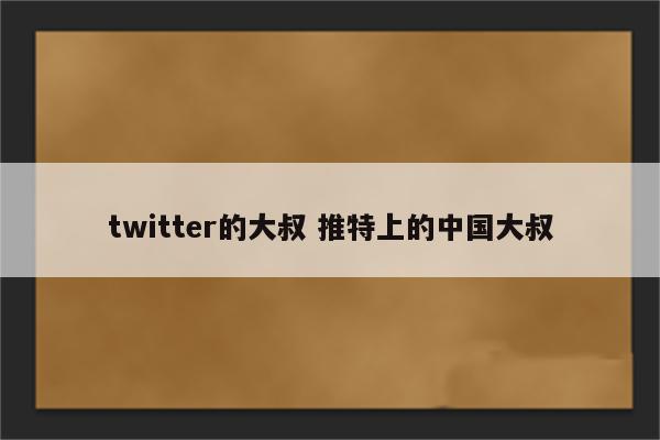 twitter的大叔 推特上的中国大叔