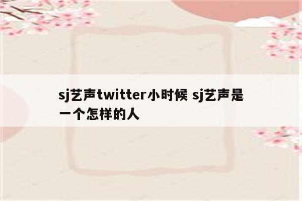sj艺声twitter小时候 sj艺声是一个怎样的人