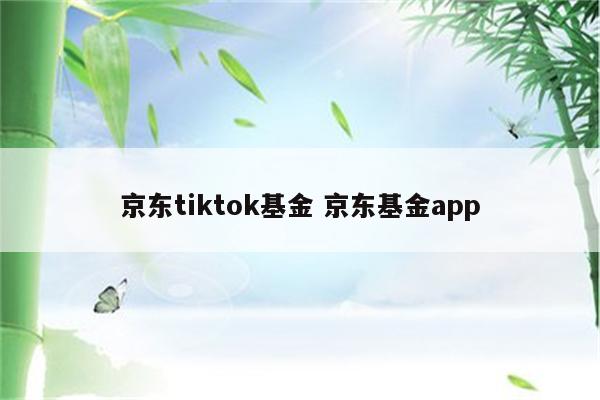京东tiktok基金 京东基金app
