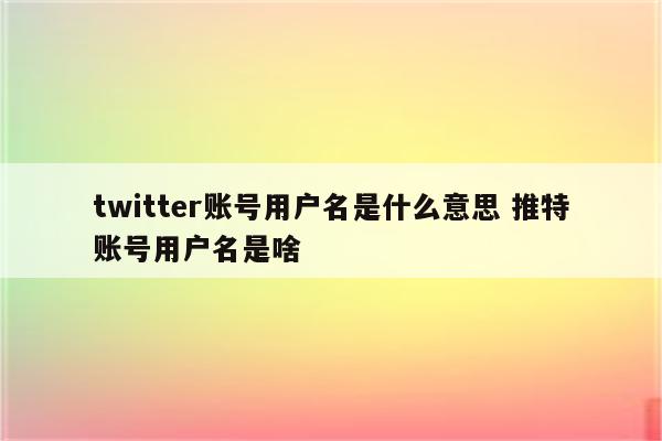 twitter账号用户名是什么意思 推特账号用户名是啥
