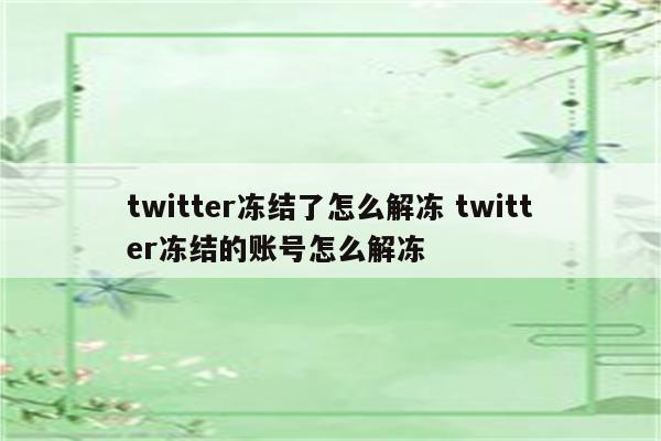 twitter冻结了怎么解冻 twitter冻结的账号怎么解冻