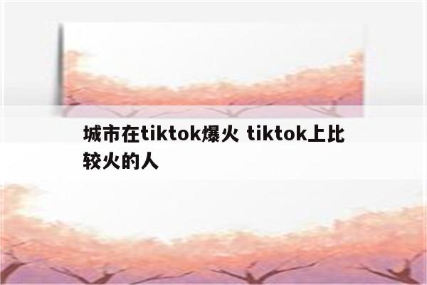 城市在tiktok爆火 tiktok上比较火的人