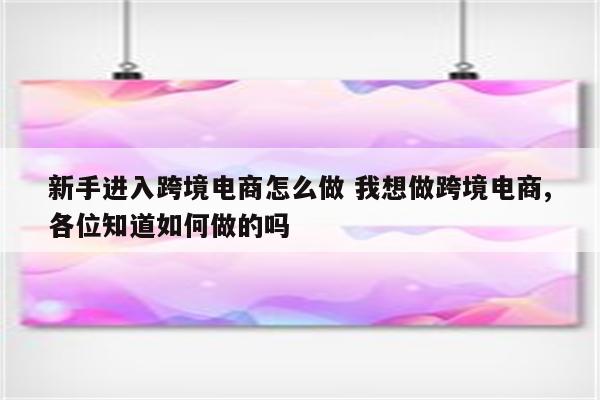 新手进入跨境电商怎么做 我想做跨境电商,各位知道如何做的吗