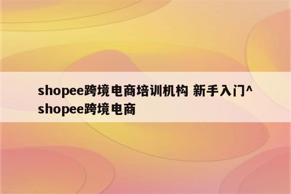 shopee跨境电商培训机构 新手入门^shopee跨境电商