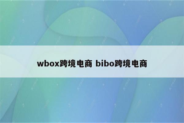 wbox跨境电商 bibo跨境电商