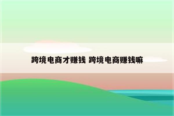 跨境电商才赚钱 跨境电商赚钱嘛