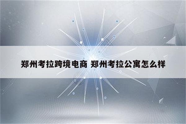 郑州考拉跨境电商 郑州考拉公寓怎么样