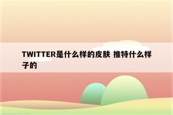 TWITTER是什么样的皮肤 推特什么样子的