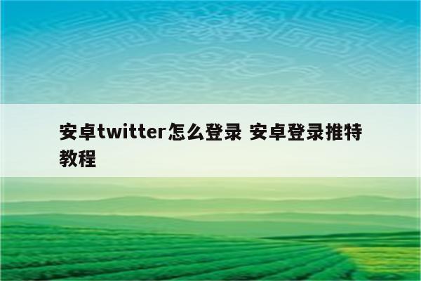 安卓twitter怎么登录 安卓登录推特教程