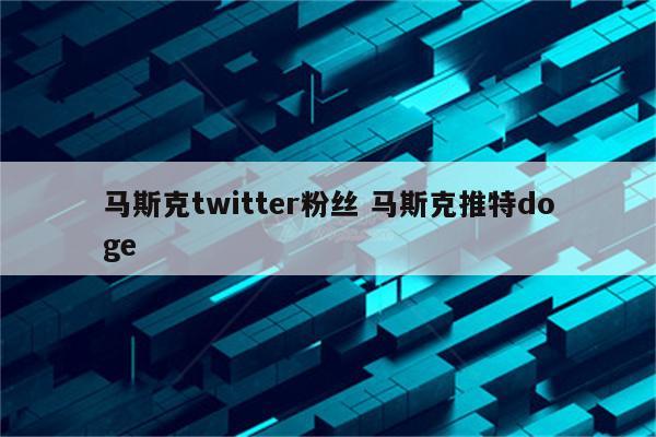 马斯克twitter粉丝 马斯克推特doge