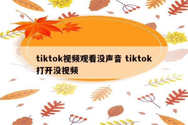 tiktok视频观看没声音 tiktok打开没视频