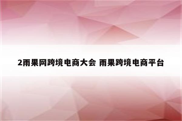 2雨果网跨境电商大会 雨果跨境电商平台