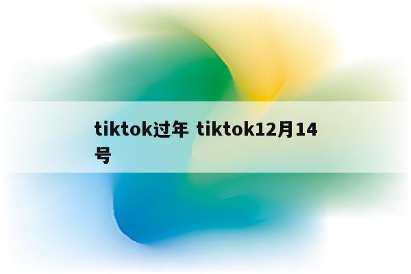 tiktok过年 tiktok12月14号