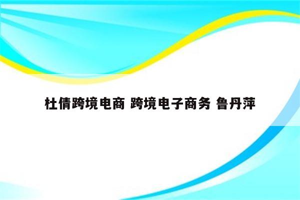 杜倩跨境电商 跨境电子商务 鲁丹萍