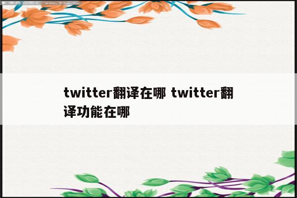 twitter翻译在哪 twitter翻译功能在哪
